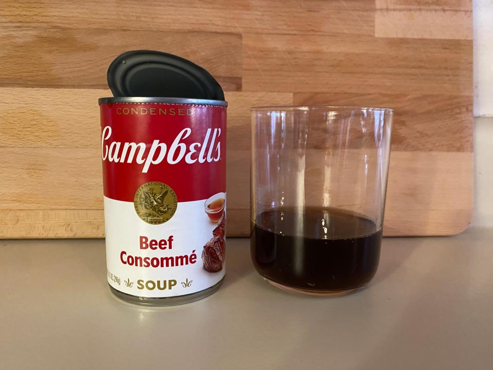 A can of beef consommé.