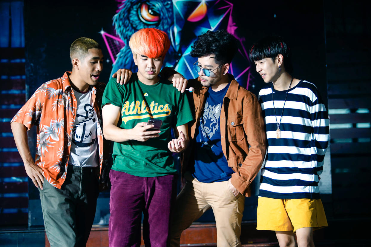 From left to right: Pittawat Pruksakit as Tee, Kyutae Sim as Sim, Issara Kitnitchi as Kid, and Khunnaphat Pichetworawut as Tuek in Game Changer. (Photo: Golden Village Pictures)