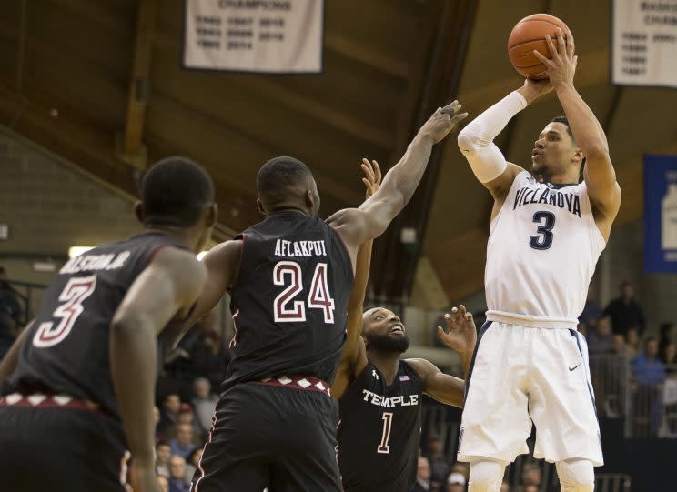 With Tuesday's win over Temple, Josh Hart (pictured) and Kris Jenkins completed a perfect 16-0 four-year run in Philadelphia's Big 5. (Getty)