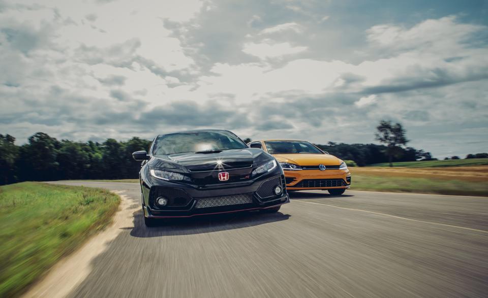 View Photos of the 2019 Honda Civic Type R and 2019 Volkswagen Golf R