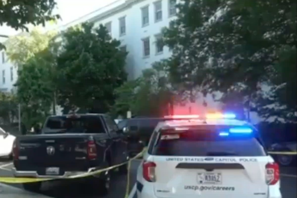 Law enforcement on the scene of the Republican National Committee headquarters after it was plunged into lockdown  (Screenshot / Fox News)