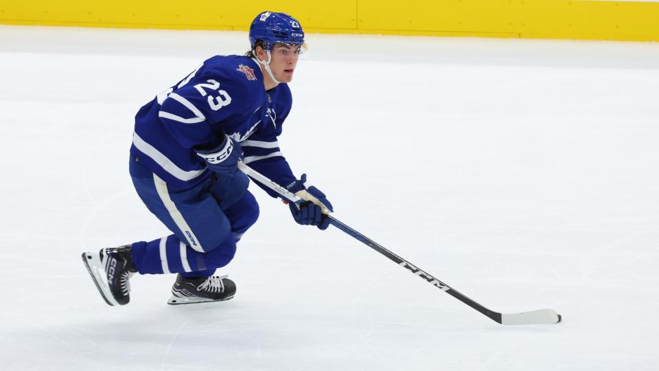 Matthew Knies is the biggest beneficiary of the Leafs' latest shakeup. (Gavin Napier/Icon Sportswire via Getty Images)