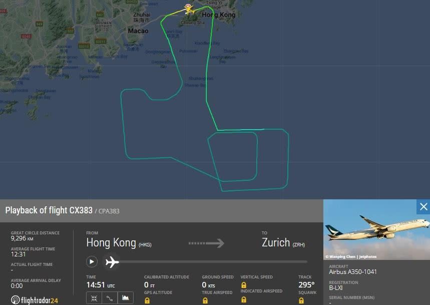 Flightradar24.com紀錄。(網上截圖)