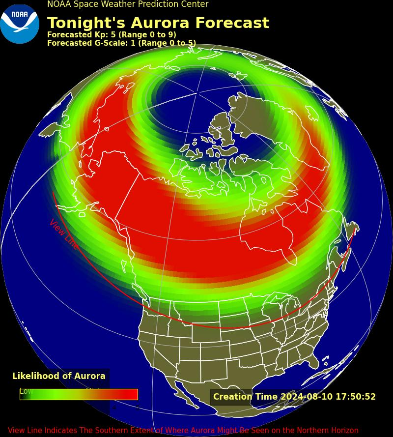 This is where you can see the Northern Lights in the United States. (NOAA) 