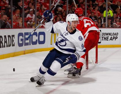 Tyler Johnson has six goals in the series, including a pair in the do-or-die game for the Lightning. (Getty)