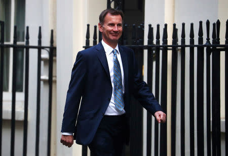 FILE PHOTO: Britain's Foreign Secretary Jeremy Hunt arrives in Downing Street, London, Britain October 16, 2018. REUTERS/Hannah McKay/File Photo