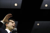 Democratic presidential candidate, former South Bend, Ind., Mayor Pete Buttigieg speaks during a candidate forum on infrastructure at the University of Nevada, Las Vegas, Sunday, Feb. 16, 2020, in Las Vegas. (AP Photo/Patrick Semansky)