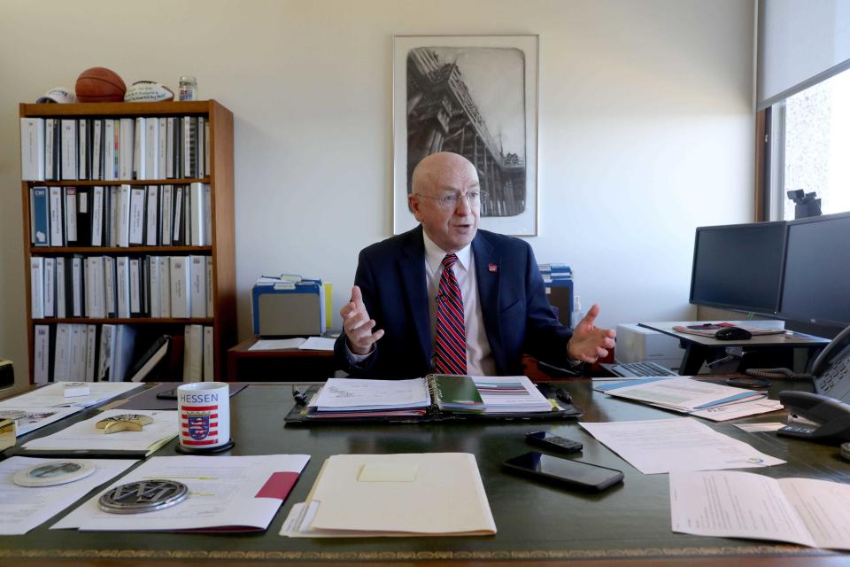 University of Wisconsin System President Ray Cross talks about his retirement from his office at Van Hise Hall at the University of Wisconsin-Madison.