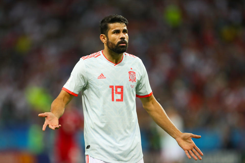 Diego Costa scored a fortunate goal for Spain in its narrow win over Iran. (Getty)