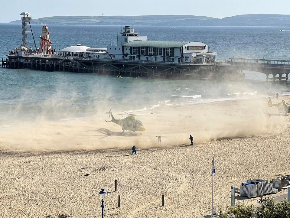 Air ambulances landed on the beach on Wednesday (PA / Professor Dimitrios Buhalis)