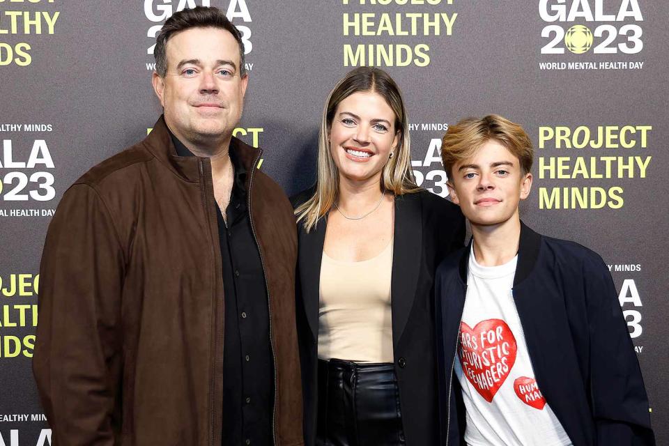 <p>John Lamparski/Getty</p> Carson Daly, Siri Pinter, and Jackson Daly attend Project Healthy Mind