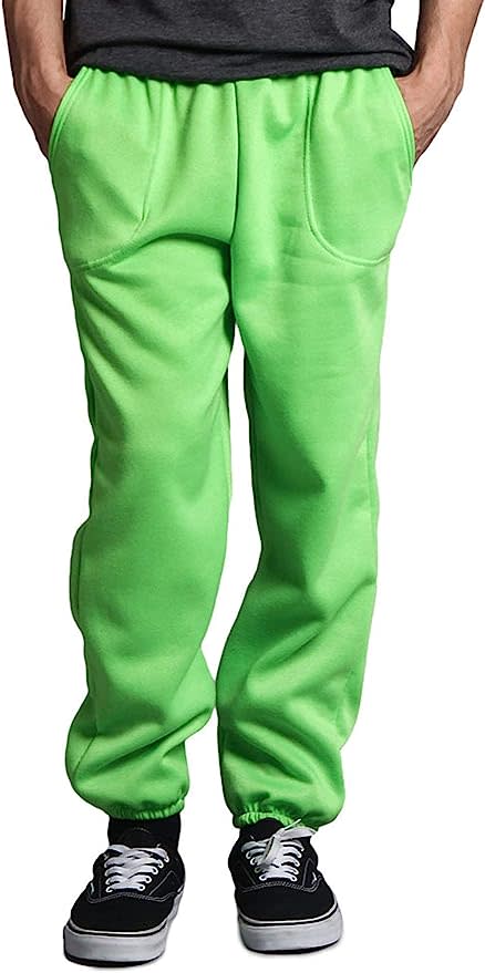 model wearing neon green sweatpants