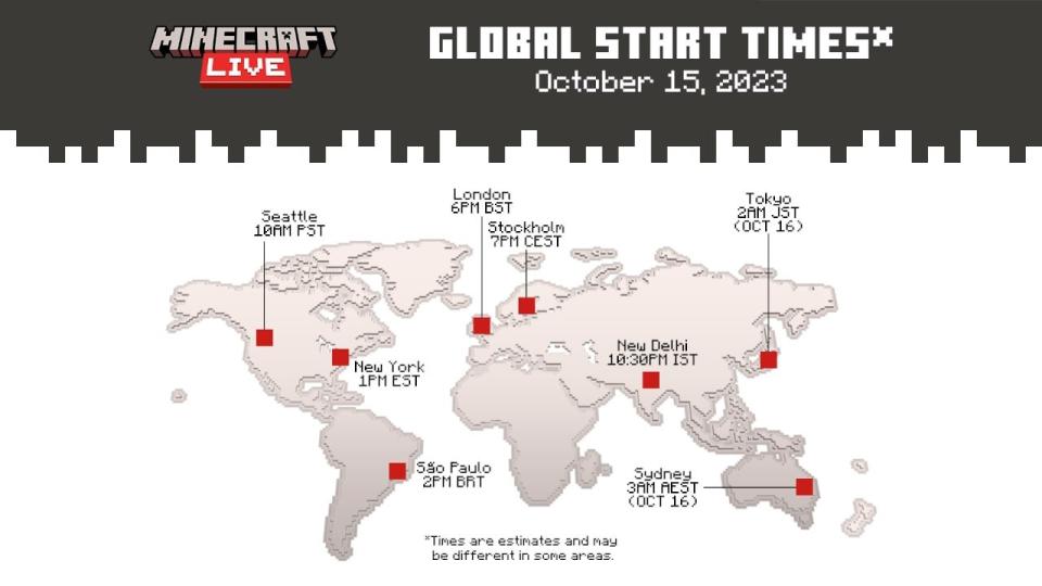 An image of when Minecraft Live streams around the world.