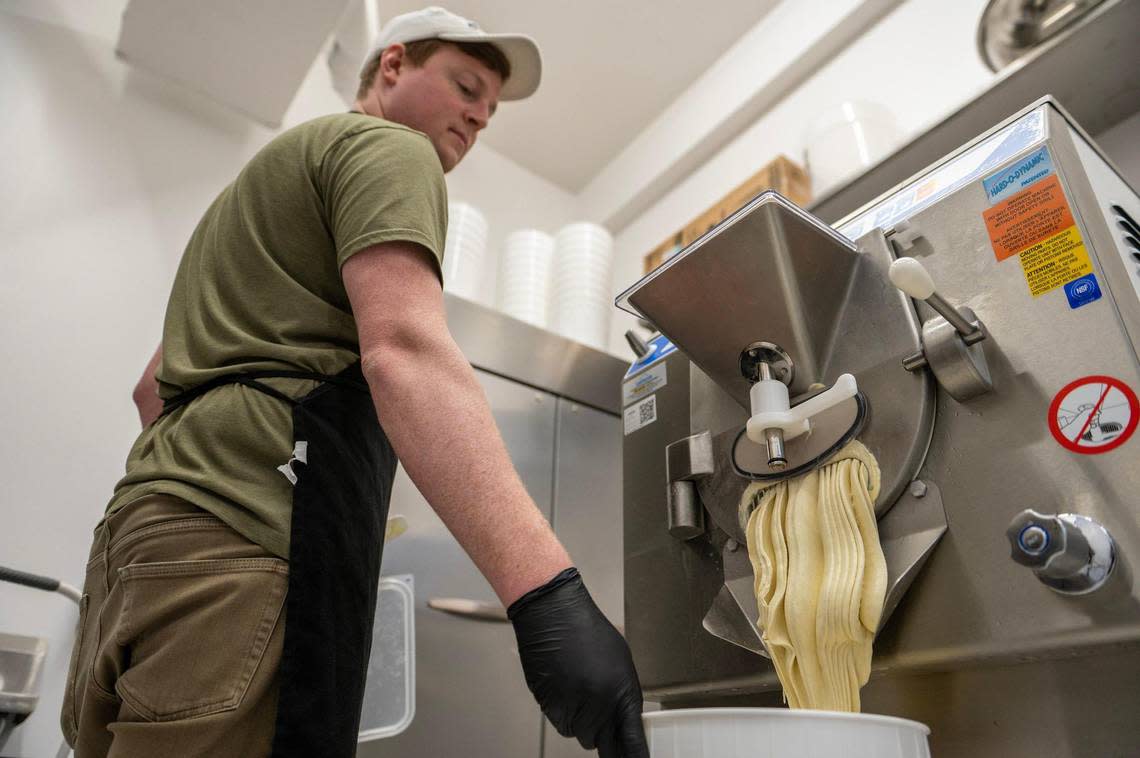 Alex Wood, owner of French Custard, prepares pistachio ice cream. Emily Curiel/ecuriel@kcstar.com