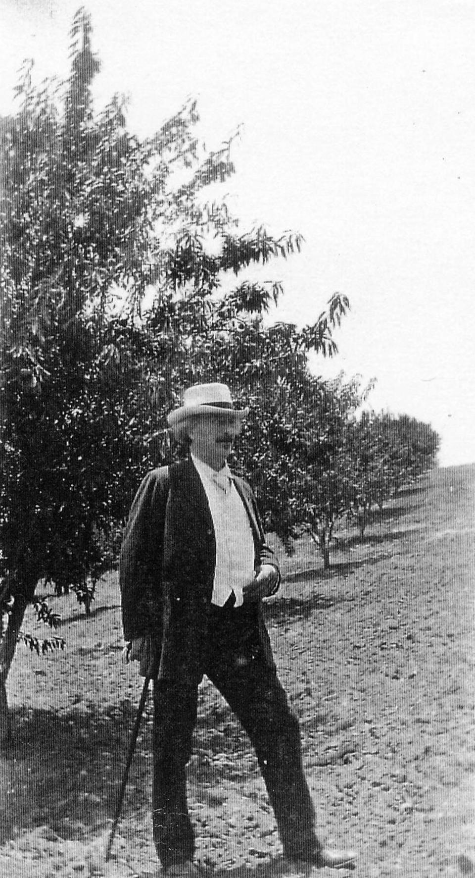 Ignacy Jan Paderewski poses under almond trees at Rancho San Ignacio in 1921. He was once among the Central Coast’s most prominent growers.