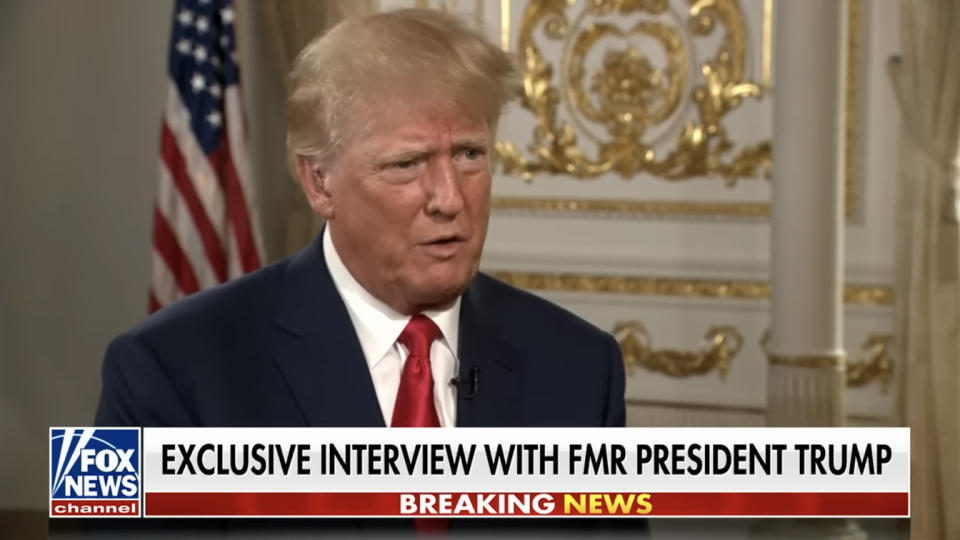 Former President Donald Trump is interviewed on Fox News on Sept. 21. (Fox News)