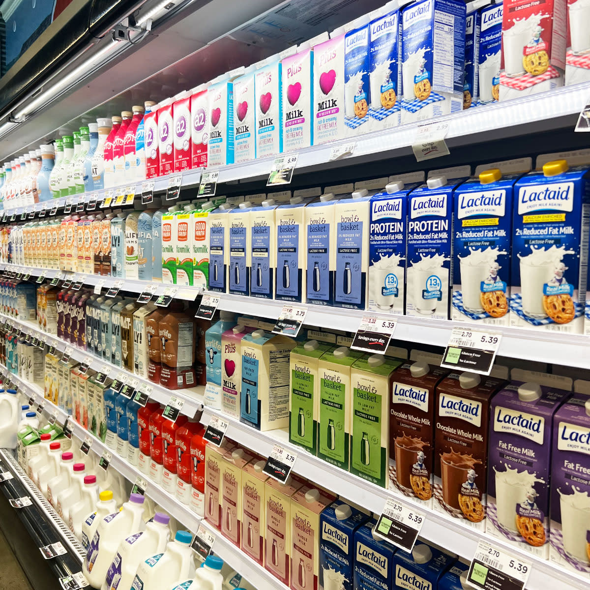 various types of milk grocery store