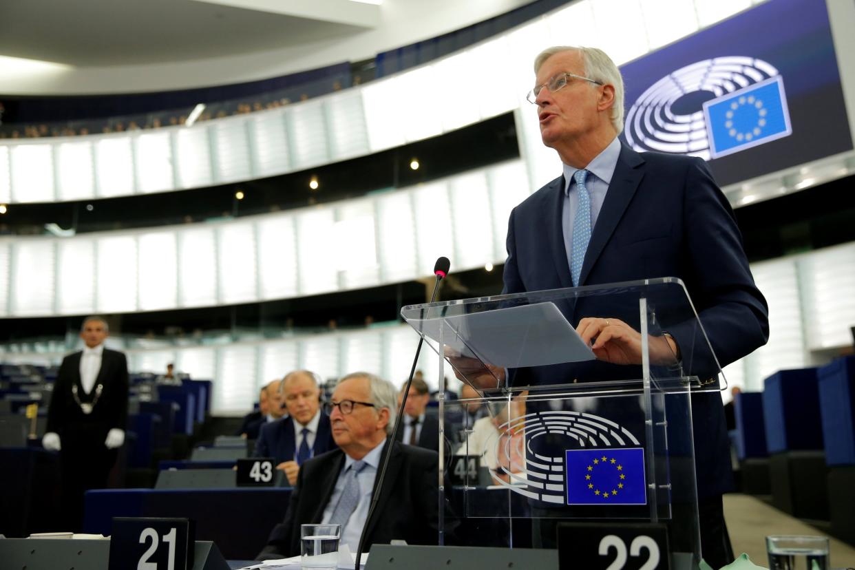 European Union's chief Brexit negotiator Michel Barnier addresses the plenary of the European Parliament: REUTERS