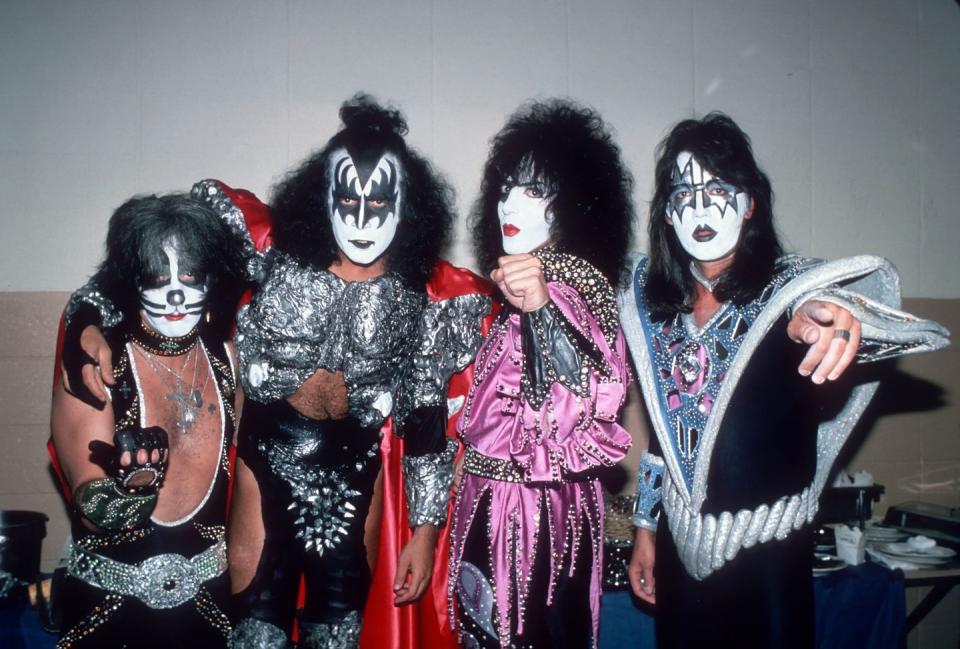 new york, ny  circa 1979 peter criss, gene simmons, paul stanley, and ace frehley of kiss at kiss concert on july 25, 1979 at madison square garden in new york city, new york photo by robin platzerimagesgetty images