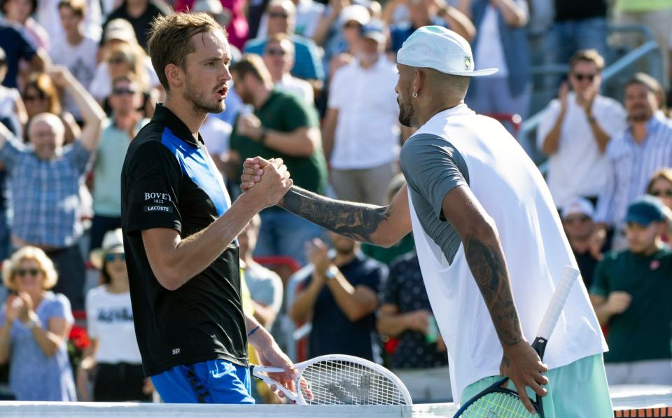 Daniil Medvedev and Nick Kyrgios last faced each other last month with the Australian coming out on top - AP