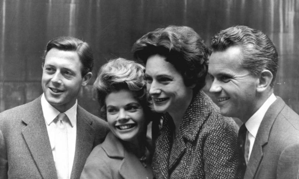 Winton (second right) with fellow presenters (left to right) Michael Aspel, Judith Chalmers and Kenneth Kendall in 1960