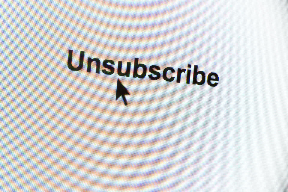 cursor arrow next to an unsubscribe link