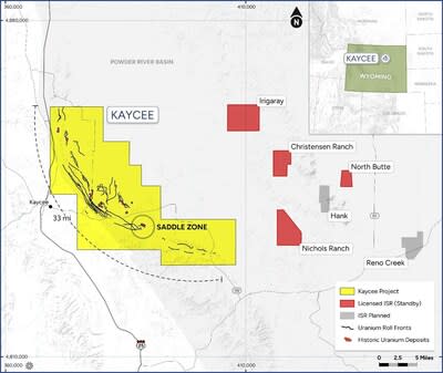 Kaycee Roll Front Uranium project, West Powder River Basin, Wyoming (CNW Group/Nuclear Fuels Inc.)