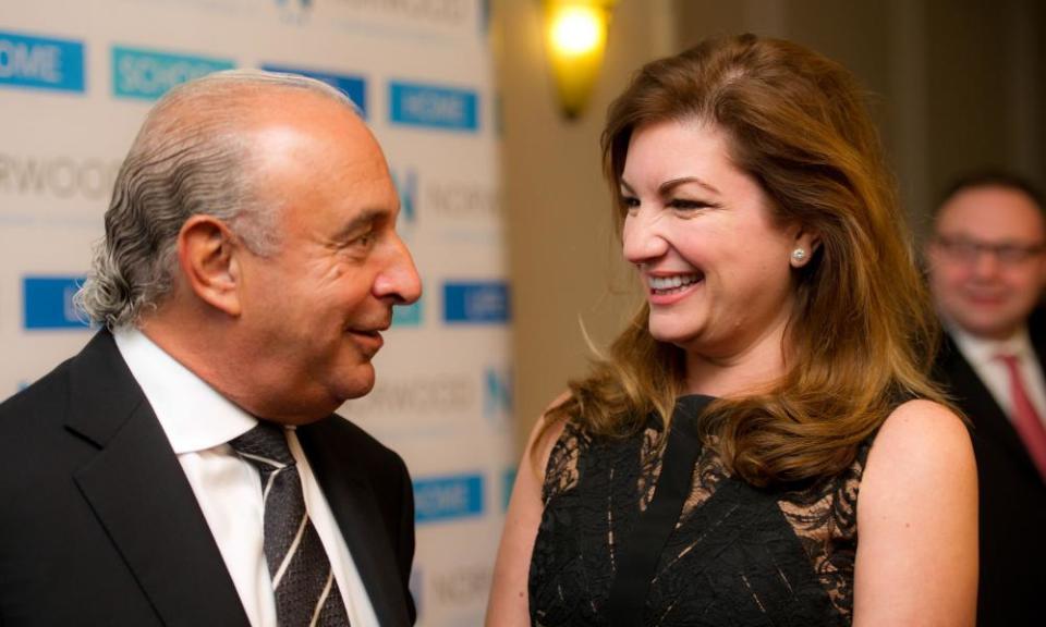 Sir Philip Green with Karren Brady at a charity dinner in London