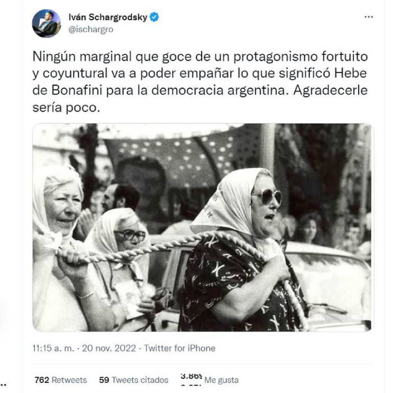 El periodista Ivan Ischargrodsky también despidió a Hebe de Bonafini