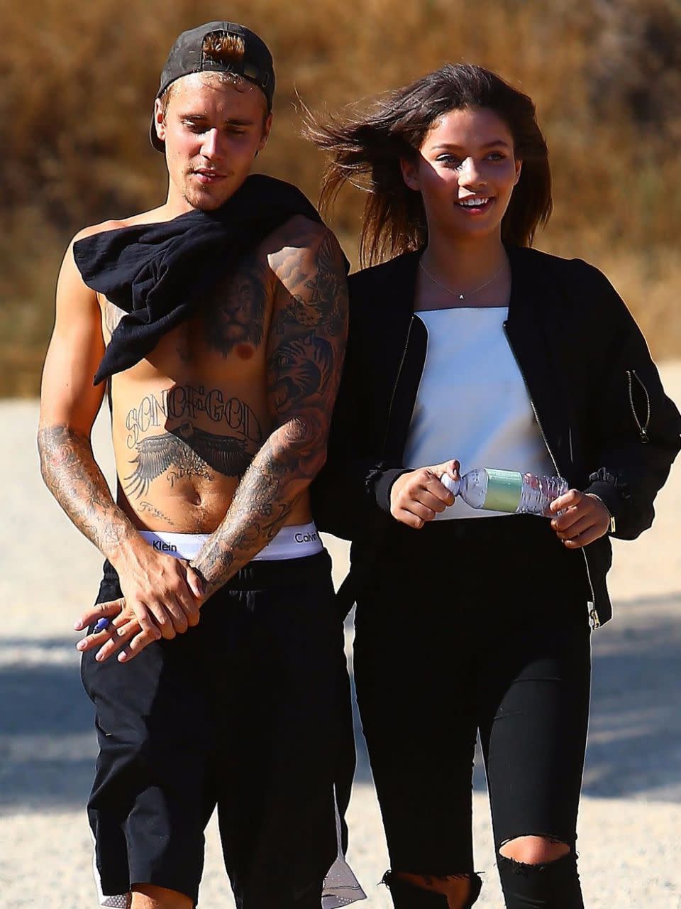 Biebs had just cancelled the last 14 dates of his tour when he was spotted with a mystery brunette. Source: Splash