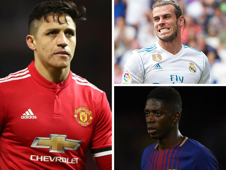 (Clockwise from left-right) Alexis Sanchez, Gareth Bale and Ousmane Dembele