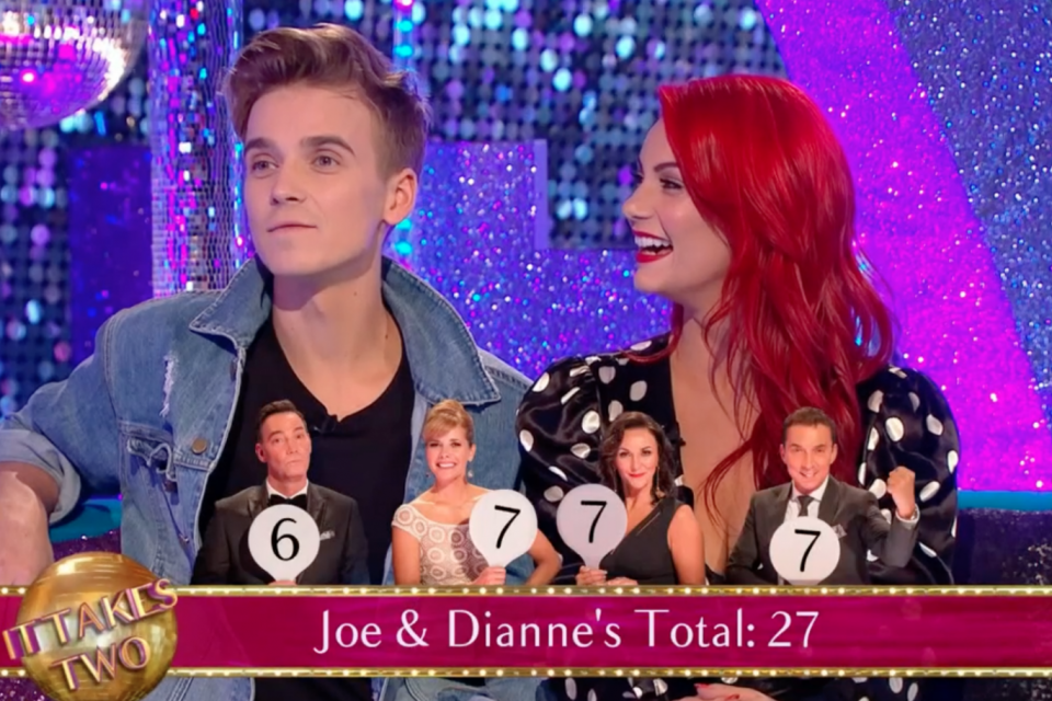 Guests: Joe Sugg and Dianne Buswell joined Zoe Ball on It Takes Two (BBC)