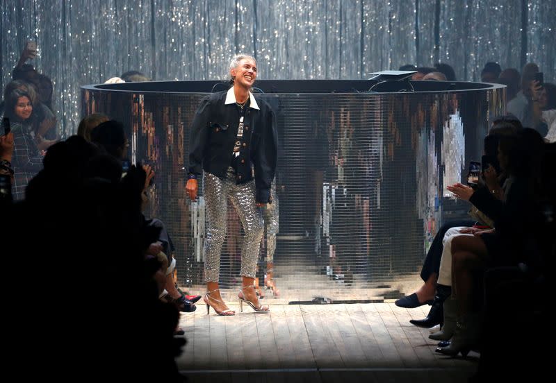 FILE PHOTO: Fashion designer Isabel Marant acknowledges the audience at her Spring/Summer 2019 women's ready-to-wear collection show during Paris Fashion Week in Paris