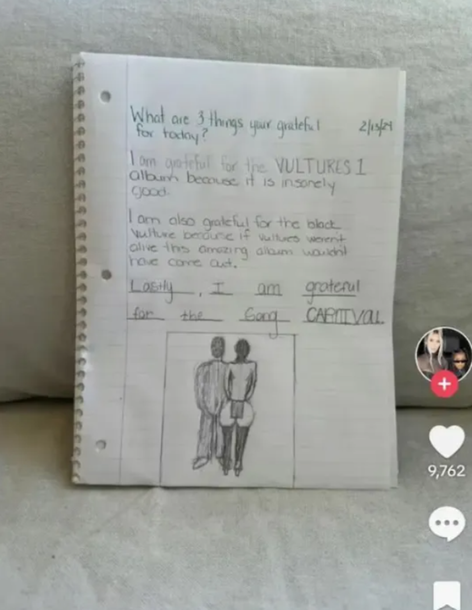 North’s drawing and note left fans shocked (TikTok/KimandNorth)