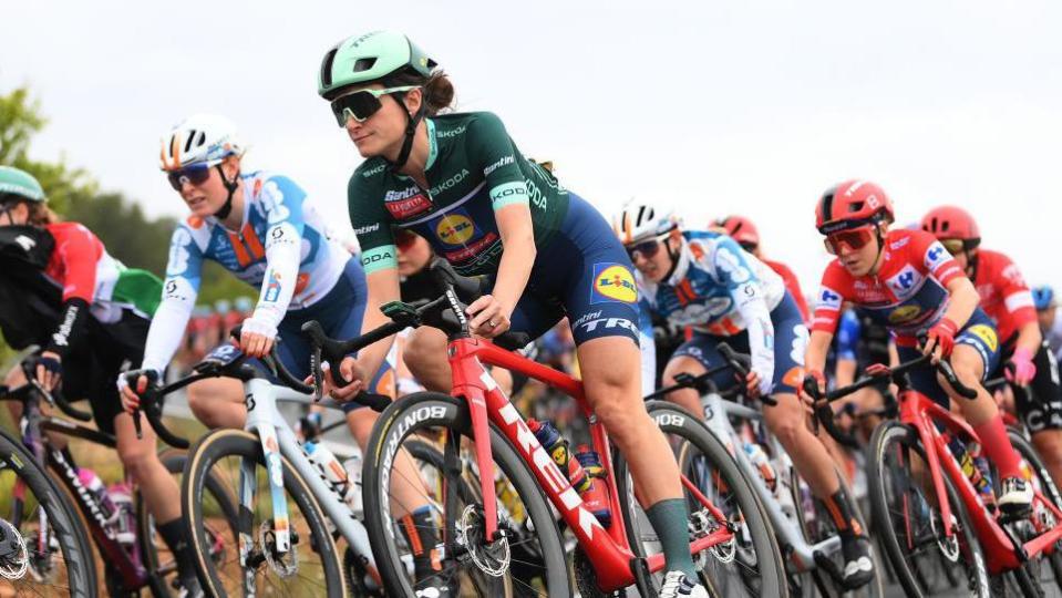 Lizzie Deignan in action on day two of the Vuelta Femenina