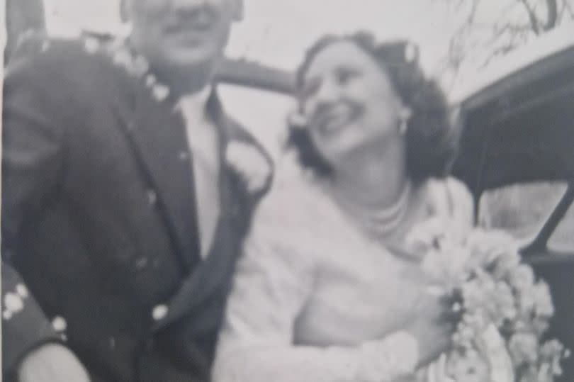 George Durkal and his wife Joyce on their wedding day in 1955. They were married for 68 years until Joyce passed away in 2023