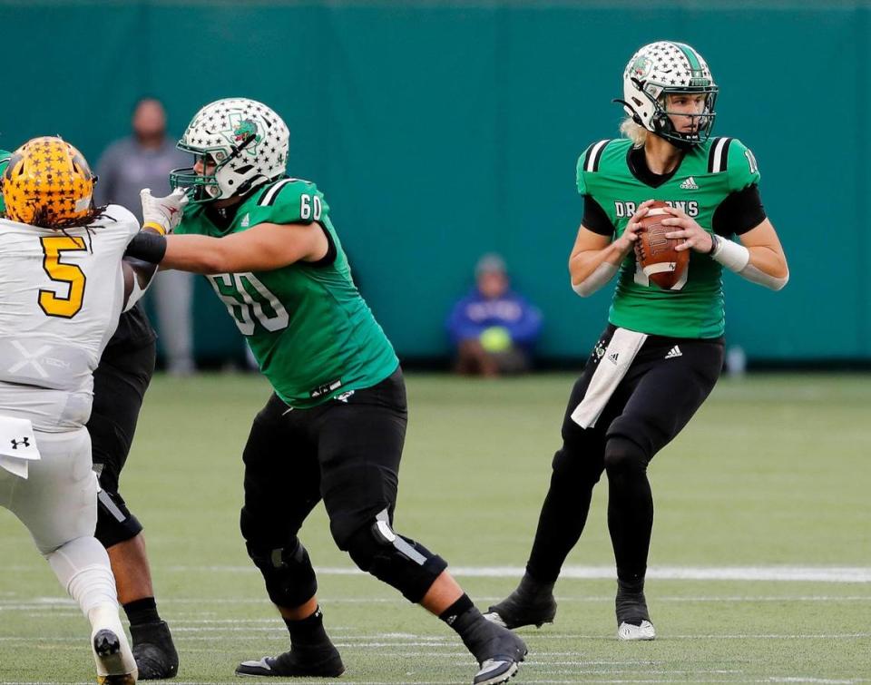 Southlake Carroll quarterback Graham Knowles, a Georgia Tech commit, is looking to lead a Dragon playoff run in 2023. (Special to the Star-Telegram Bob Booth)