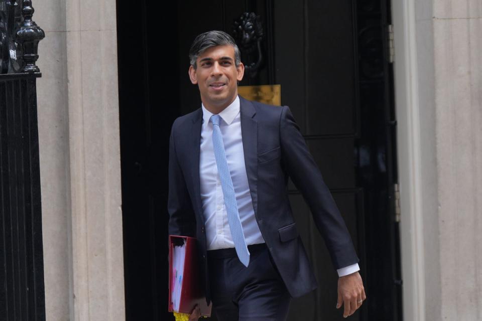 Prime minister Rishi Sunak steps out of 10 Downing Street. The UK was marked down for weak leadership (PA)