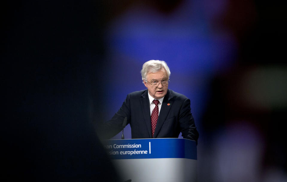 Secretary of State for Exiting the European Union David Davis. (AP Photo/Virginia Mayo)