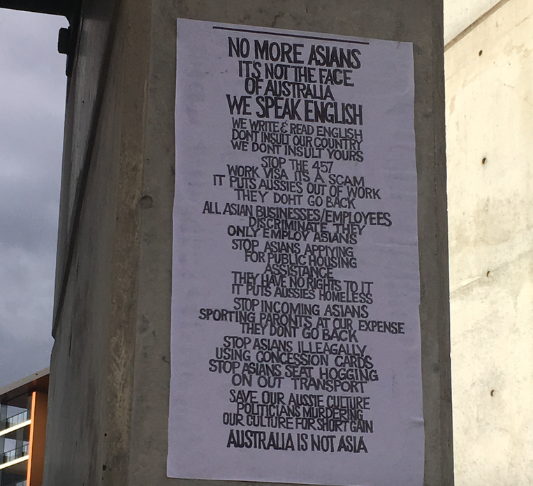 This racist sign had been put up in Ryde. Source: Reddit