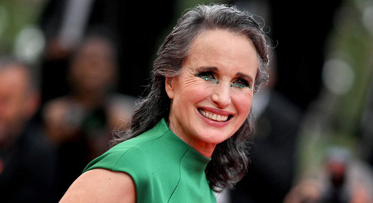 Andie MacDowell's eye-catching make-up was the star of the Cannes Closing Ceremony. (Getty Images)