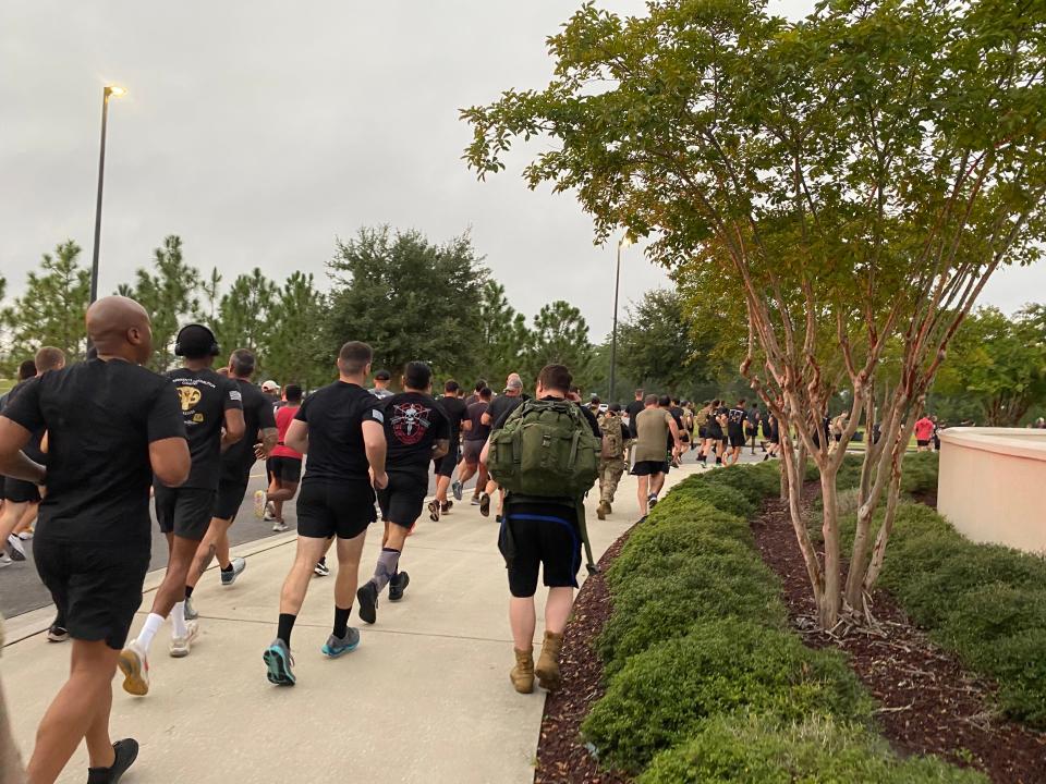 A little more than 1,000 soldiers, families and alumni of the Army 7th Special Forces Group (Airborne) completed a 9.11 kilometer run Friday to honor victims of the Sept. 11, 2001, attacks and those killed in action. After 9/11, members of the 7th Group were deployed in support of Operation Enduring Freedom and Iraqi Freedom for 20 years.