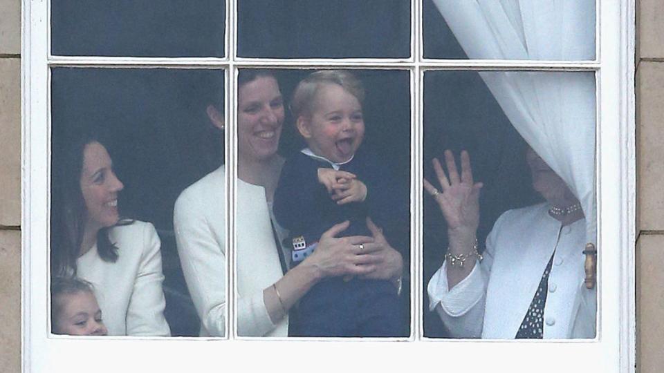 Prince George makes an appearance from the window