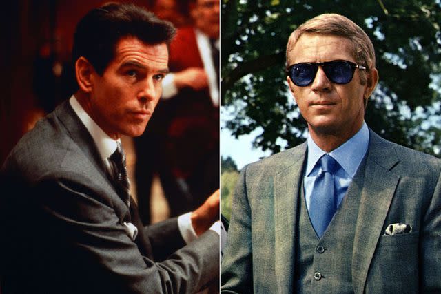 <p>Mgm/Kobal/Shutterstock</p> Pierce Brosnan in <em>The Thomas Crown Affair</em> (1999) and Steve McQueen in <em>The Thomas Crown Affair</em> (1968)