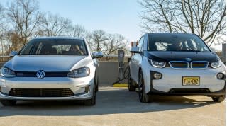 BMW i3 and Volkswagen e-Golf electric cars using Combined Charging System (CCS) DC fast charging