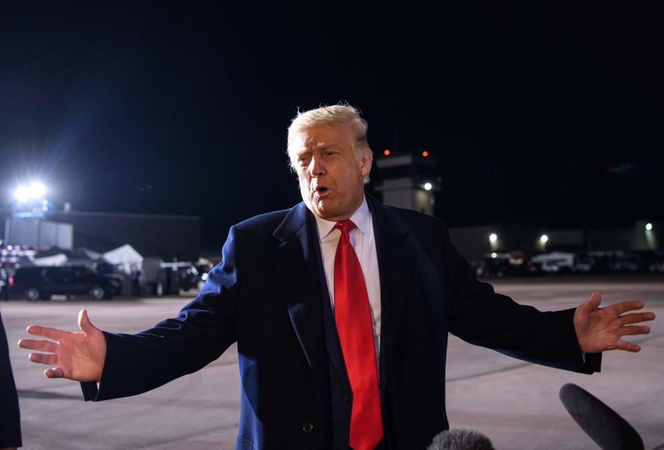 US president Donald Trump in Wisconsin on Thursday  (AFP via Getty Images)