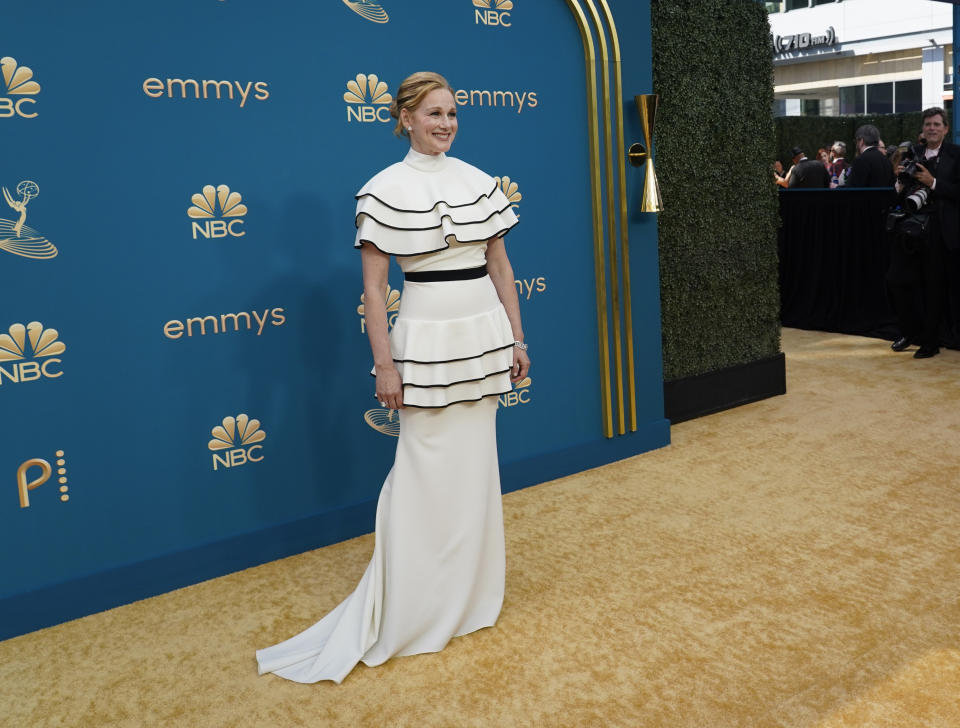 Laura Linney arrives at the 74th Primetime Emmy Awards on Monday, Sept. 12, 2022, at the Microsoft Theater in Los Angeles. (AP Photo/Jae C. Hong)