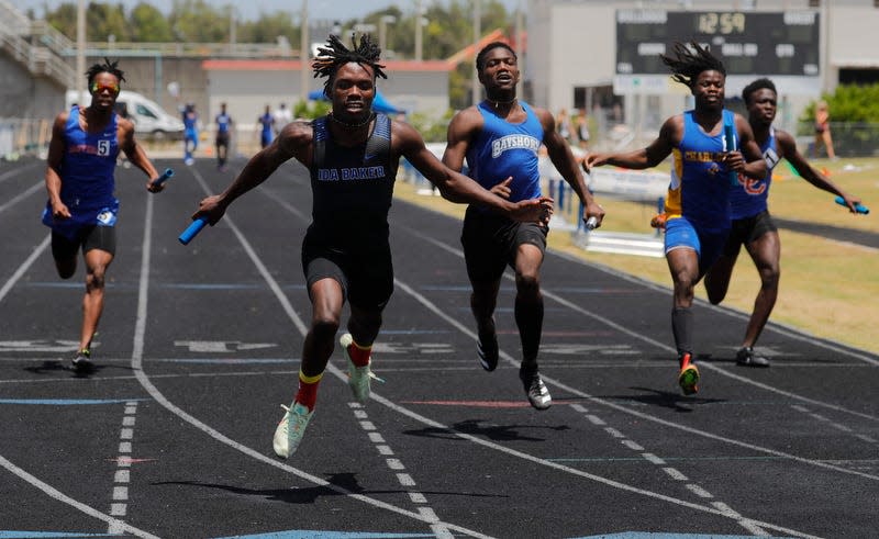 The district 3A-11 high school track meet was hosted by Ida Baker in Cape Coral, Friday, April 22, 2022. Participants faced off in a variety of events including shot putt, pole vaulting, javelin throw, discuss as well as jumping and running competitions.