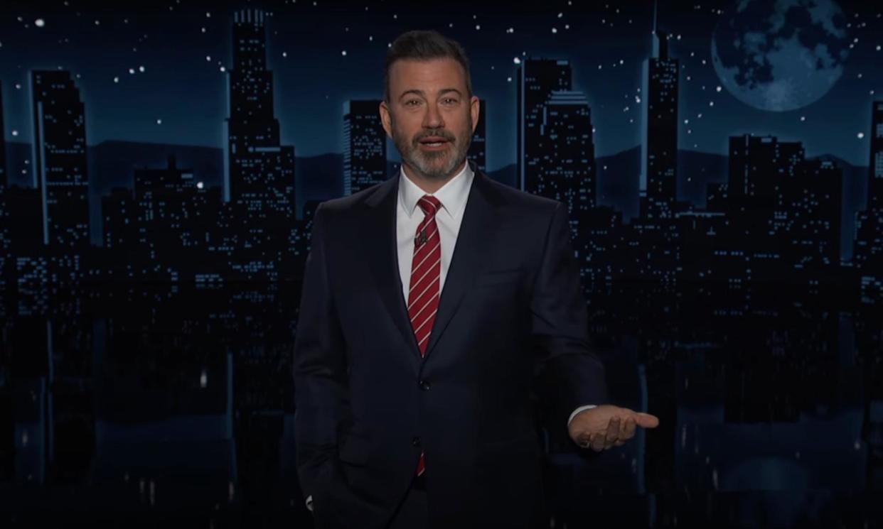 <span>Jimmy Kimmel on Stormy Daniels’s account of sex with Donald Trump: ‘How are any of us supposed to move forward from that, really?’</span><span>Photograph: YouTube</span>