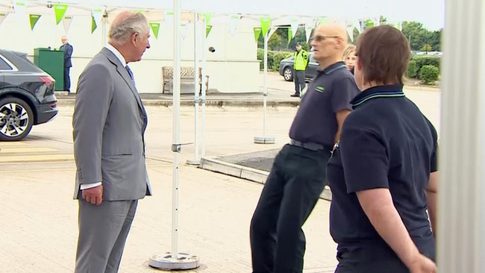 A supermarket employee was so in awe of Prince Charles that he fainted during the royal's visit to a distribution center in Bristol on Thursday (9/7).